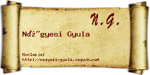 Négyesi Gyula névjegykártya